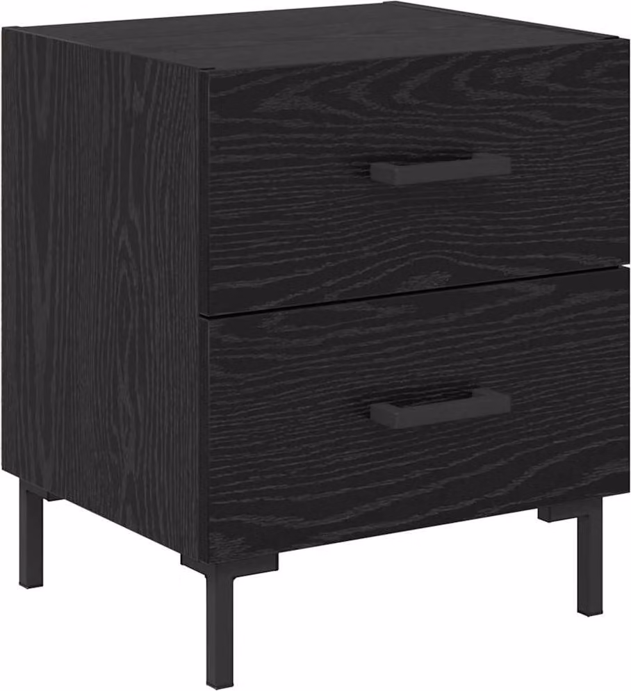 Armadio da Notte con cassetto Rovere Nero 40 x 35 x 47,5 cm