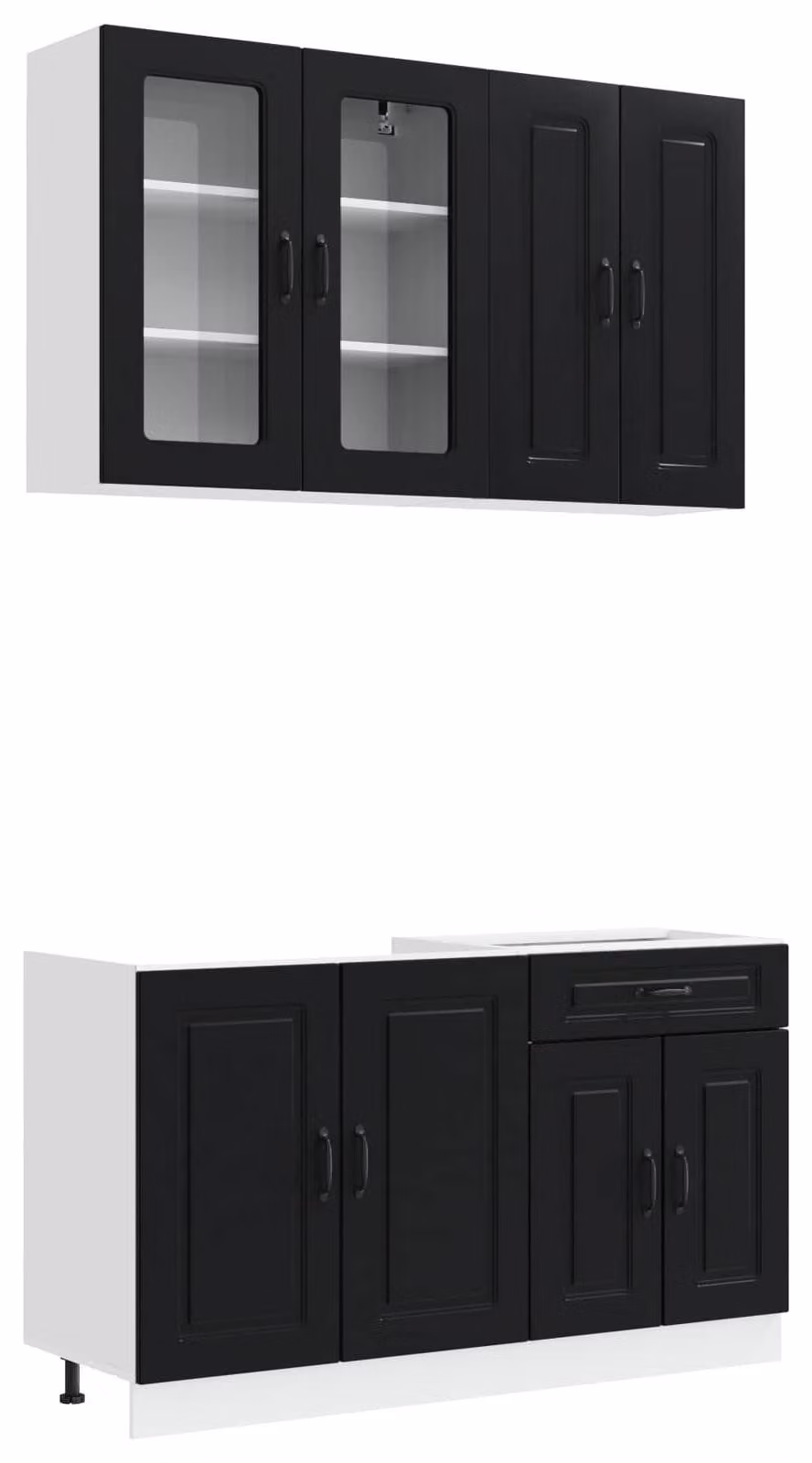 Set da cucina KALMAR, 4 pezzi, colore nero, realizzato in materiale composito di legno