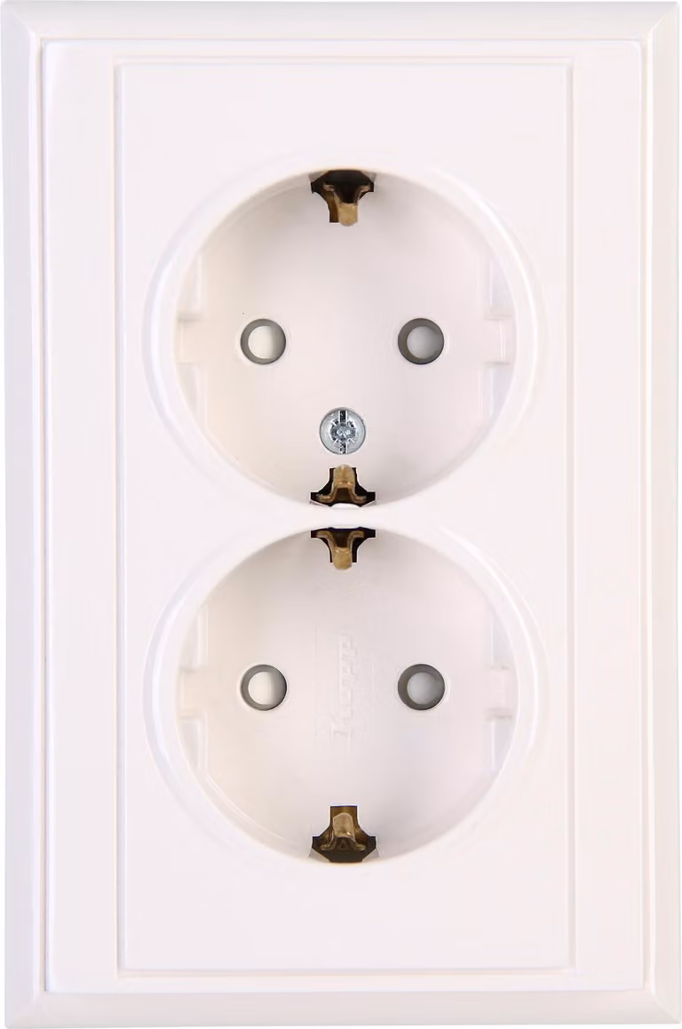 Presa doppia con polo di terra Kopp Malta, bianco crema, 927601084