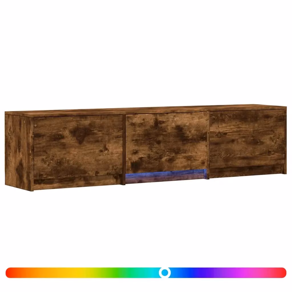 Mobile TV moderno DESIGN IN con illuminazione LED integrata in rovere affumicato, L: 165 cm, P: 34 cm, H: 40 cm – 2