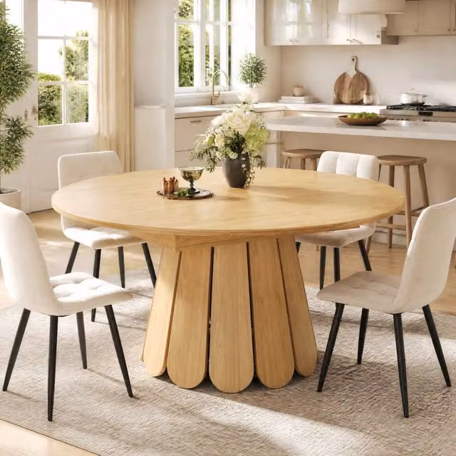 Tavolo da pranzo rotondo allungabile in MDF, 118-158 cm, colore legno