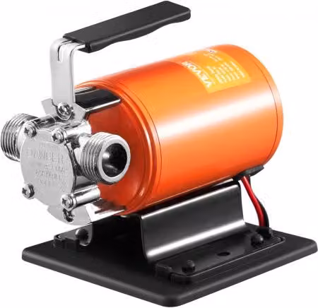 Pompa di Trasferimento dell'Acqua VEVOR 12V CC 360 GPH 1/10 HP, Pompa Elettrica Portatile Arancione per Giardino, Piscina, Stagno e Acquario con Attacco 3/4"