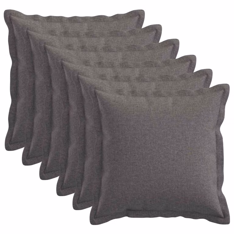 Set di 6 cuscini quadrati vidaXL HOUTEN in lino grigio chiaro, 45 x 45 cm