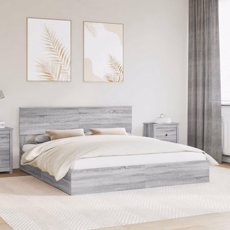 Letto con contenitore vidaXL Sonoma grigio L: 180 cm, P: 200 cm, H: 90 cm