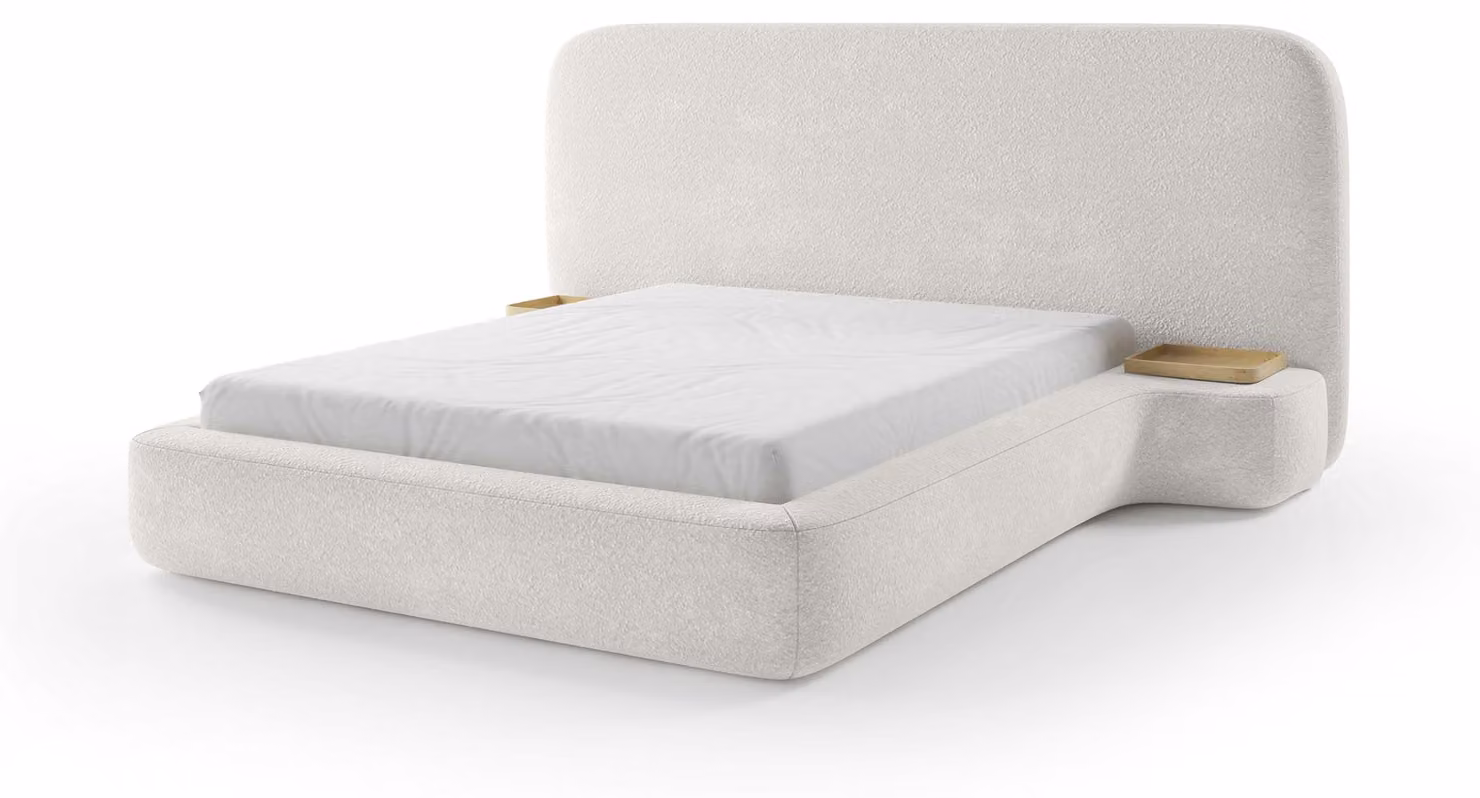 Letto imbottito Genz, colore crema tortora, dimensioni 160 x 200 cm