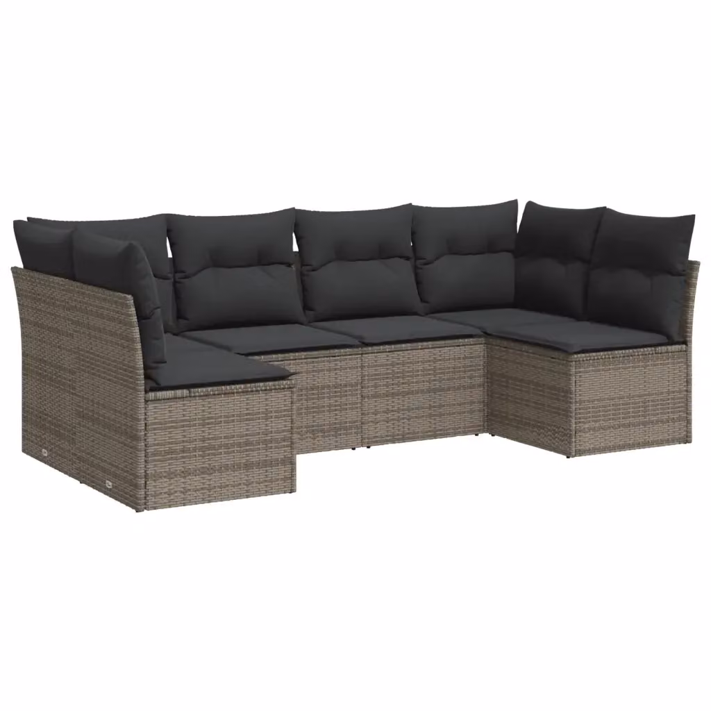 vidaXL Set Divano da Giardino a L 6 pz Grigio con Cuscini Imbottiti e Rivestimenti Rimovibili – 2