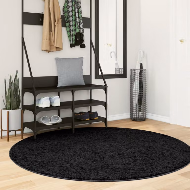 Tappeto rotondo a pelo corto vidaXL OVIEDO nero Ø 160 cm