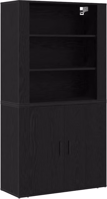 Credenza | Madia | Buffet da pranzo | Armadio da pranzo Rovere Nero 80 x 33 x 150 cm Legno multistrato