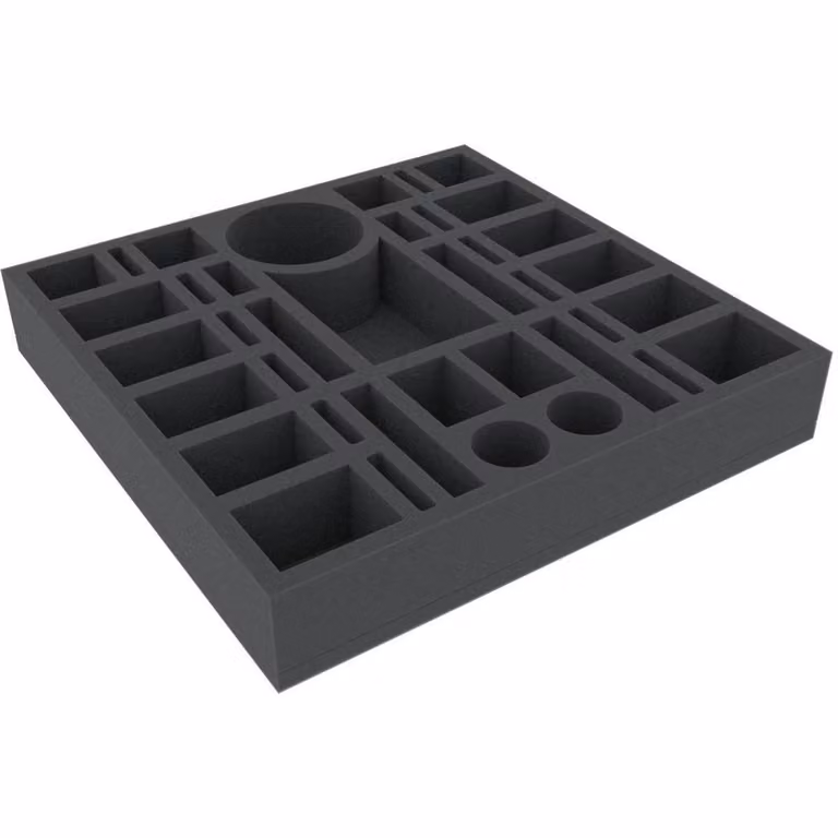Inserto in schiuma 300x300x50 mm con 38 scomparti per giochi da tavolo
