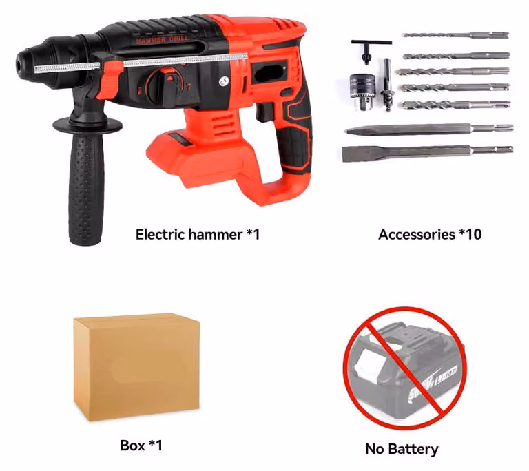 Boorhamer Accu Combihamer Brushless da 2000W con accessori, senza batteria. Compatibile con batterie da 21V e 18V