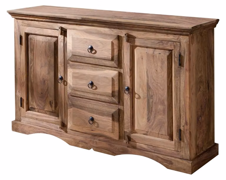 MASSIVMOEBEL24 | credenza in legno di Sheesham / palissandro 135x40x85 grigio scuro oliato LEEDS #42