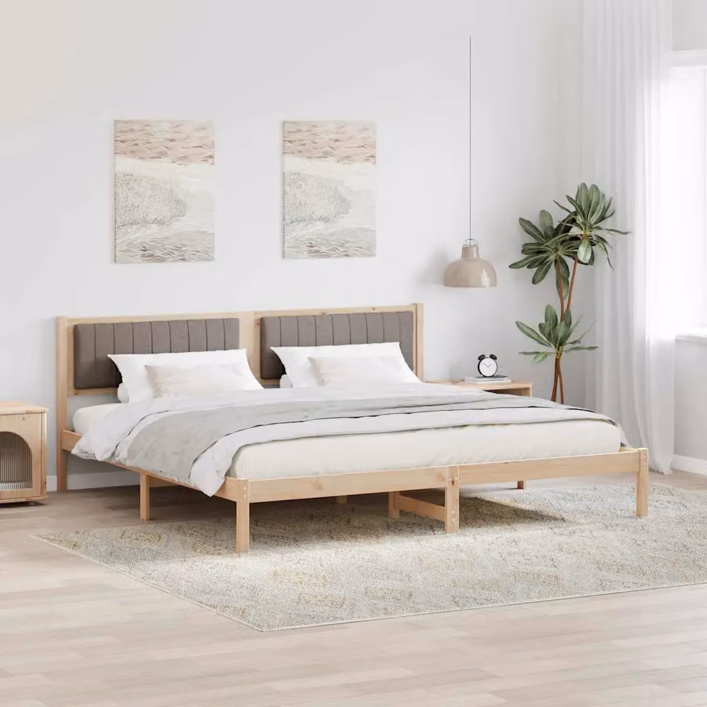 Struttura del letto moderna Talpa vidaXL in pino massello beige e marrone L/P/H: 200 x 200 x 85,5 cm – 1