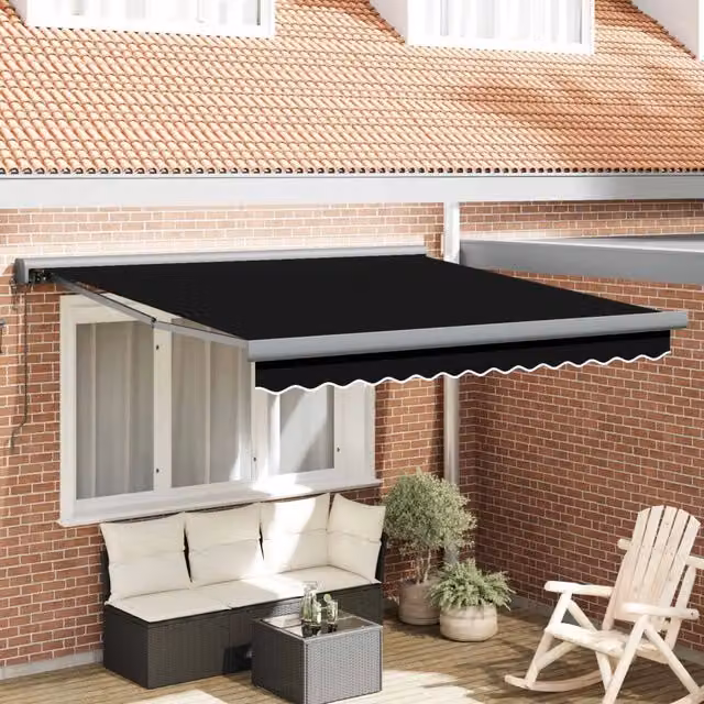 Tenda retrattile Nero 350 x 250 x 165 cm Tessuto e Metallo 3330336