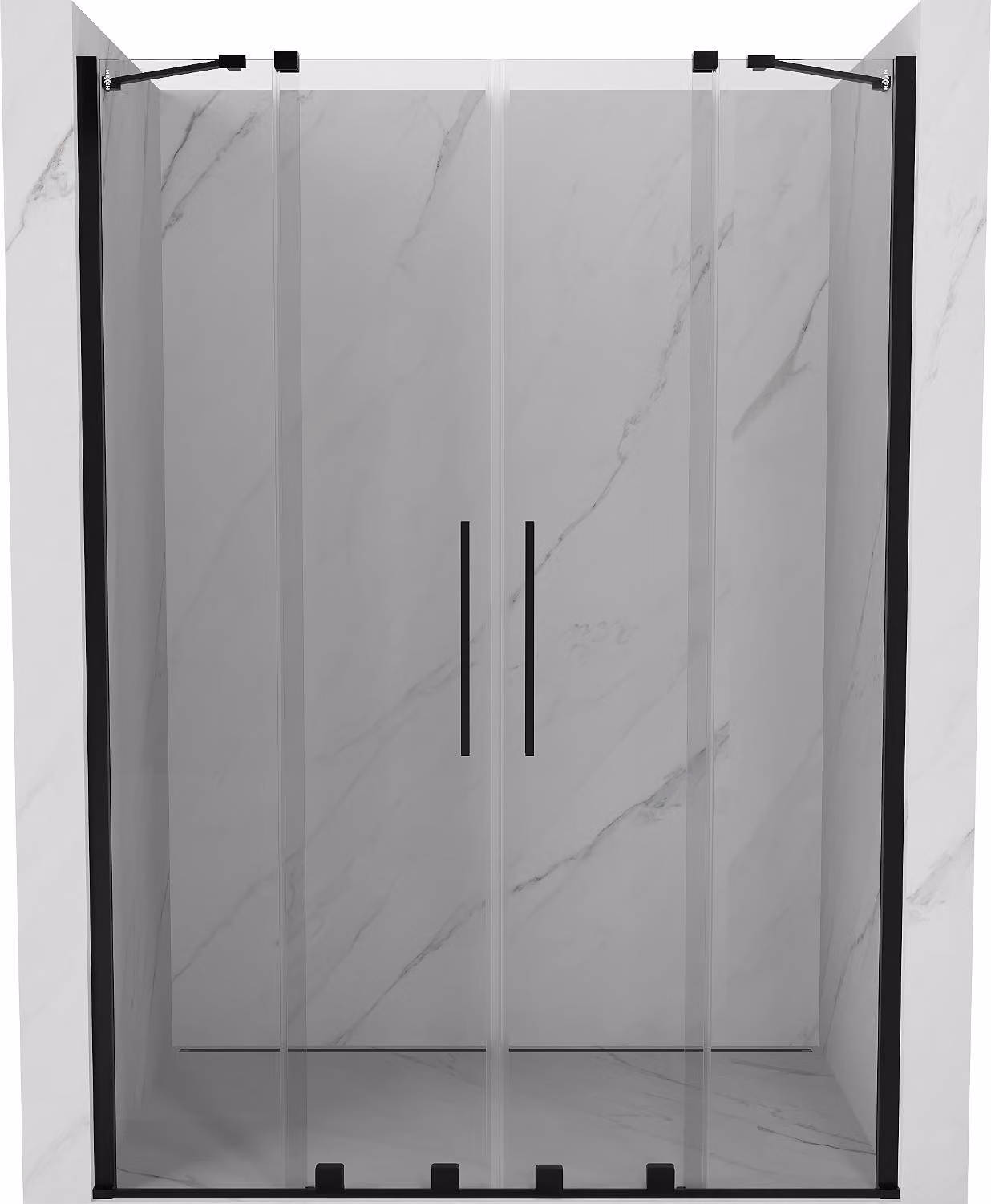 Mexen Velar Duo porte doccia scorrevoli 160 cm, trasparente, nero - 871-160-000-02-70