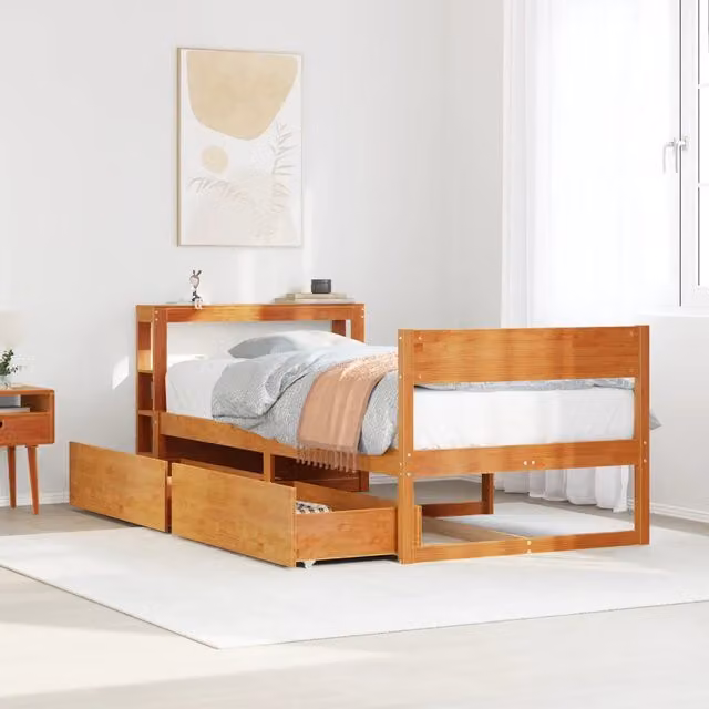 Letto senza Materasso Marrone Cera 100x200 cm in Legno di Pino 3306389