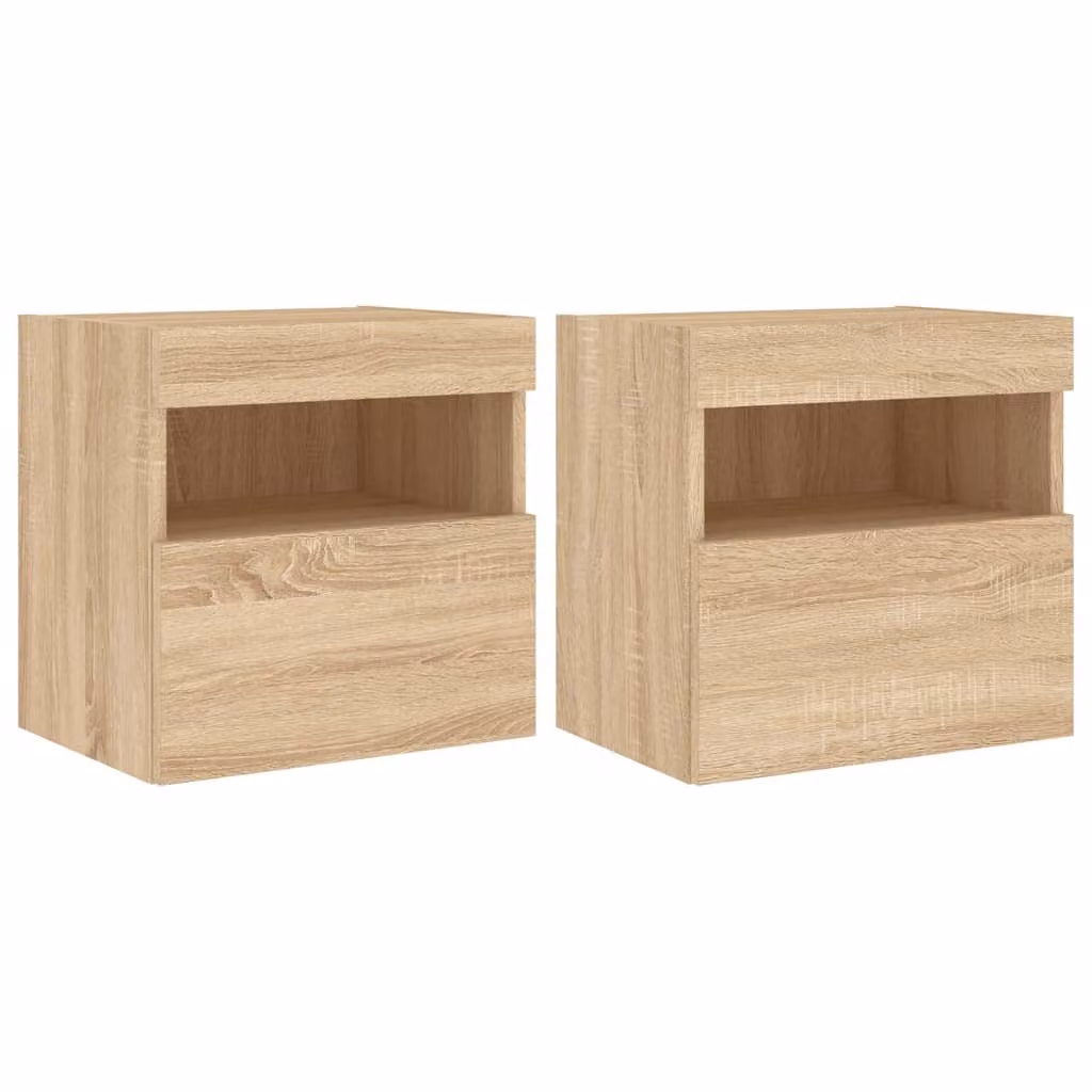 Mobili TV a Parete con Luci LED 2pz Rovere Sonoma 40x30x40 cm