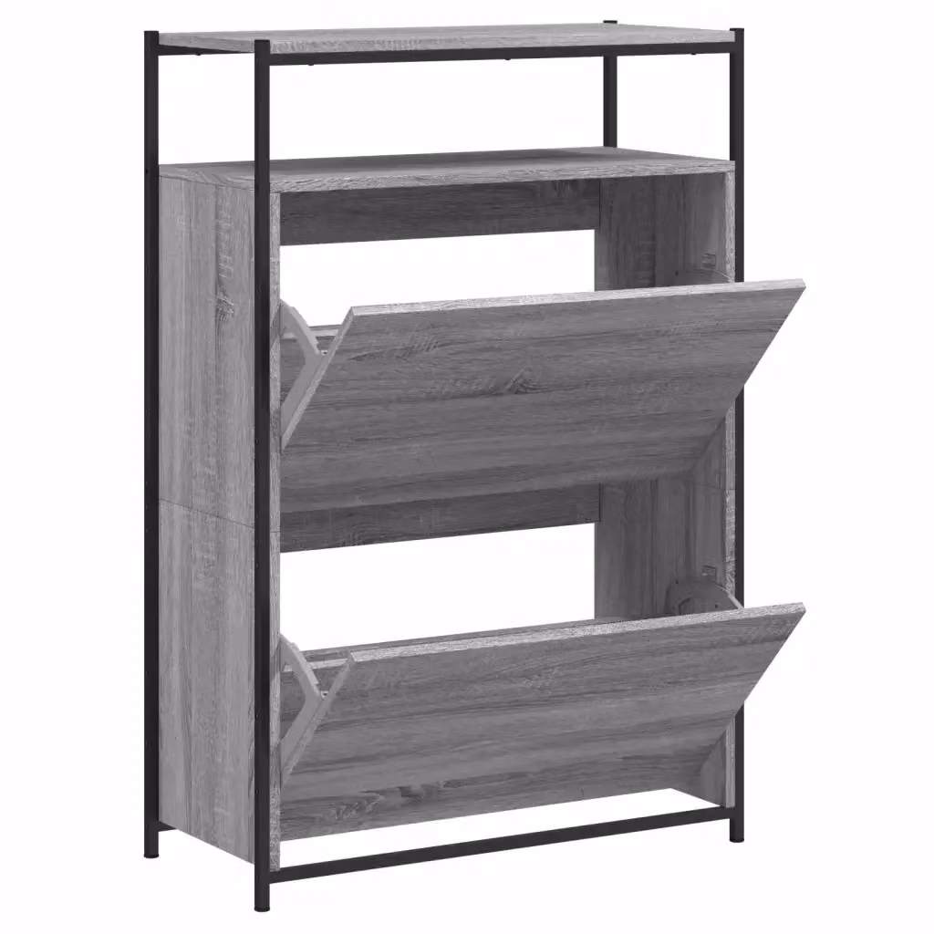Scarpiera moderna Design Mania in legno grigio opaco con vani a ribalta, L: 75 cm, P: 34 cm, H: 112 cm – 2