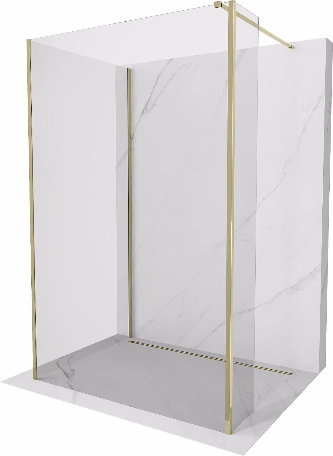 Mexen Kioto parete doccia Walk-in 90 x 75 x 30 cm, trasparente, oro - 800-090-075-221-50-00-030