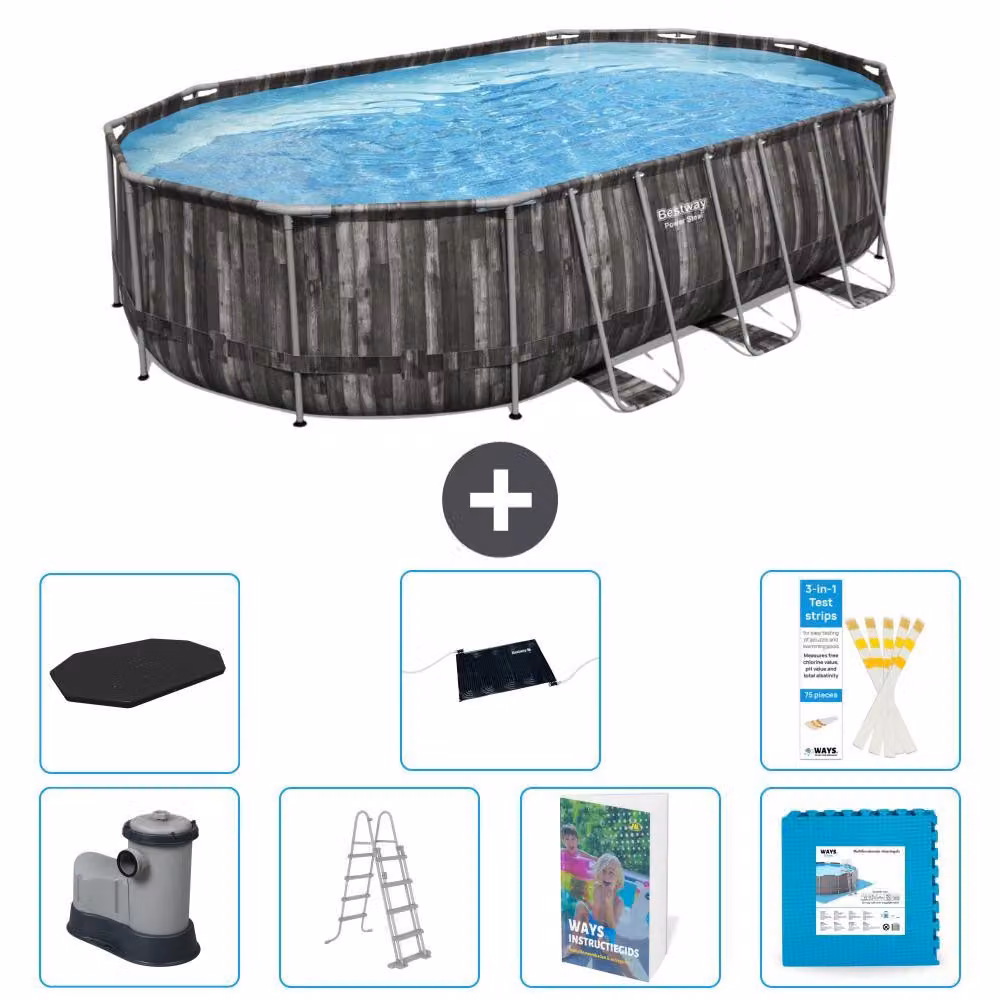 Bestway Power Steel, piscina ovale - 610x366x122 cm - composta da 6 parti, modello S621