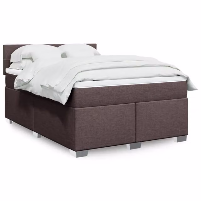 Letto con Giroletto a Molle e Materasso Ibrido vidaXL, Marrone e Bianco, L/P: 160 x 200 cm