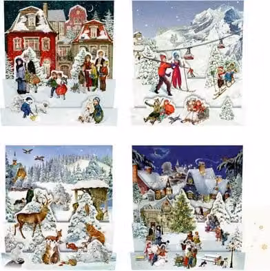 Assortimento mini calendari dell'Avvento - Nostalgici mondi invernali