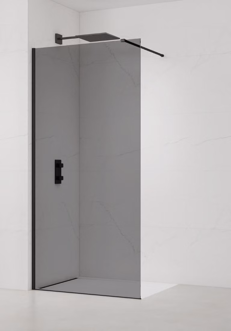 SAT Cabina doccia Walk In Schermo doccia 120 cm 8 mm vetro di sicurezza, vetro colorato nero