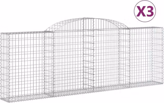 Cesti Gabbioni ad Arco 3 pz 300x30x100/120 cm Ferro Zincato