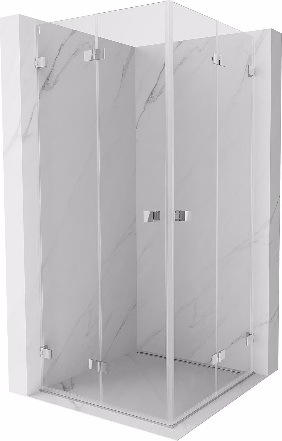 Mexen Lunar-F Duo cabina doccia pieghevole 90 x 90 cm, trasparente, cromo - 836-090L-090P-01-00