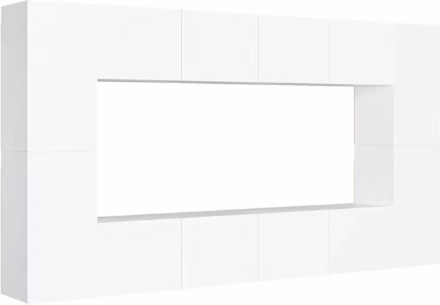 Set Mobili Porta TV 8 pz | Armadietto TV | Mobile Porta TV Bianco in Legno Multistrato