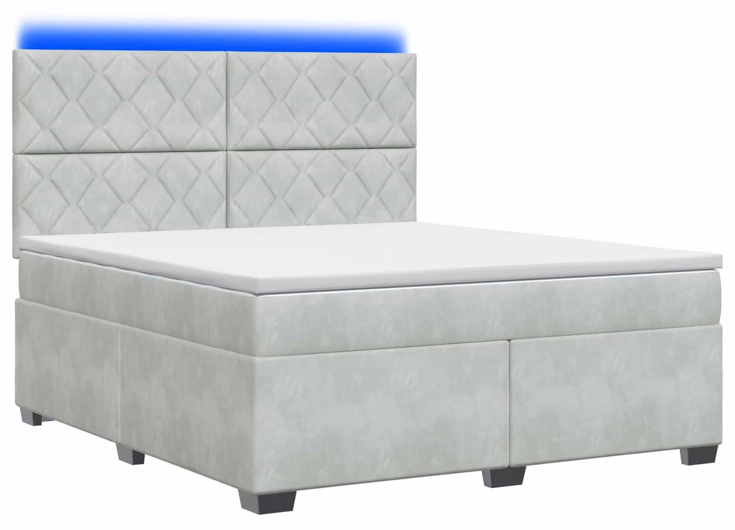 Letto a molle con materasso grigio chiaro 160 x 200 cm in velluto