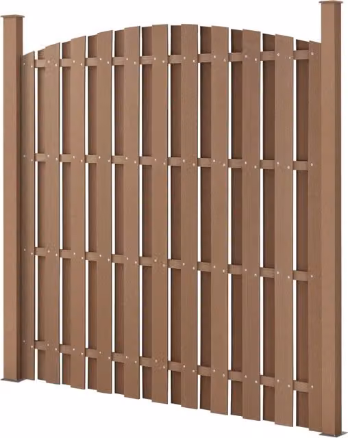 Steccato ad Arco NEU.HOLZ con Doghe in WPC e Base in Acciaio, Marrone, L: 185 cm, H: 193 cm