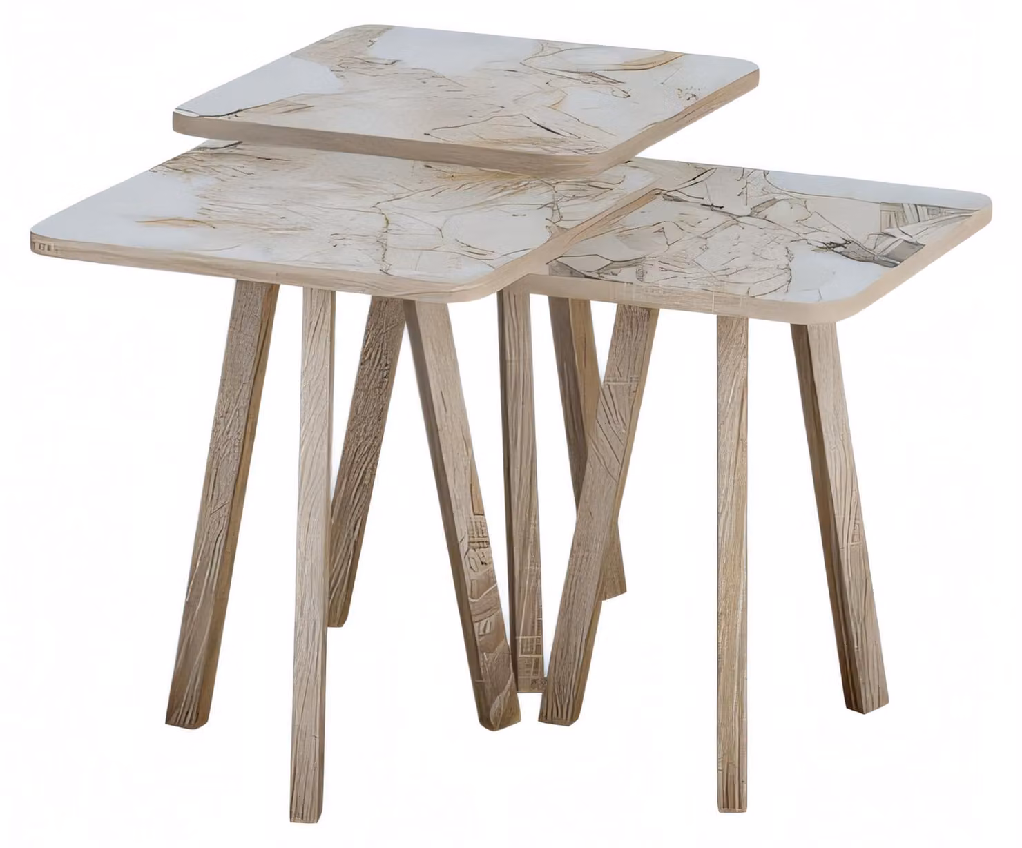 Elegantes Beiges Holz Couchtisch-Set modern stilvoll