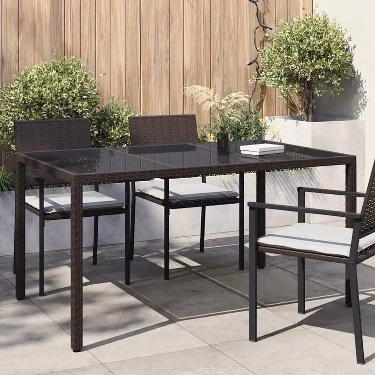 vidaXL Tavolo da Giardino Rettangolare in Polyrattan Marrone L: 150 cm, P: 90 cm, H: 75 cm