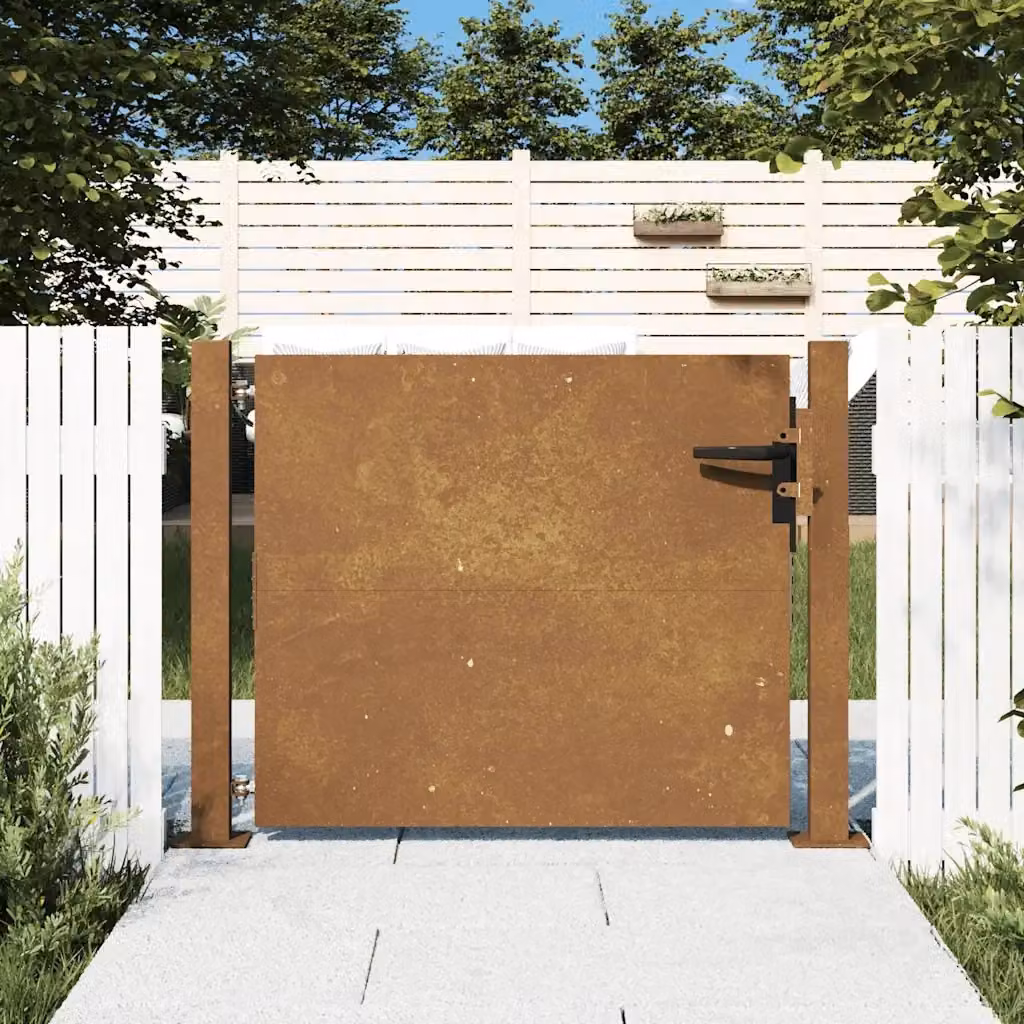 Cancello singolo da giardino in acciaio Corten color marrone CFW5055514 L: 100 cm, H: 75 cm – 2