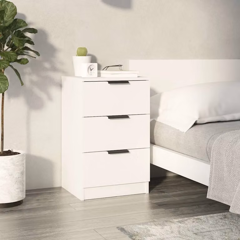 Comodino moderno a parete vidaXL in legno bianco L: 40 cm, P: 36 cm, H: 65 cm
