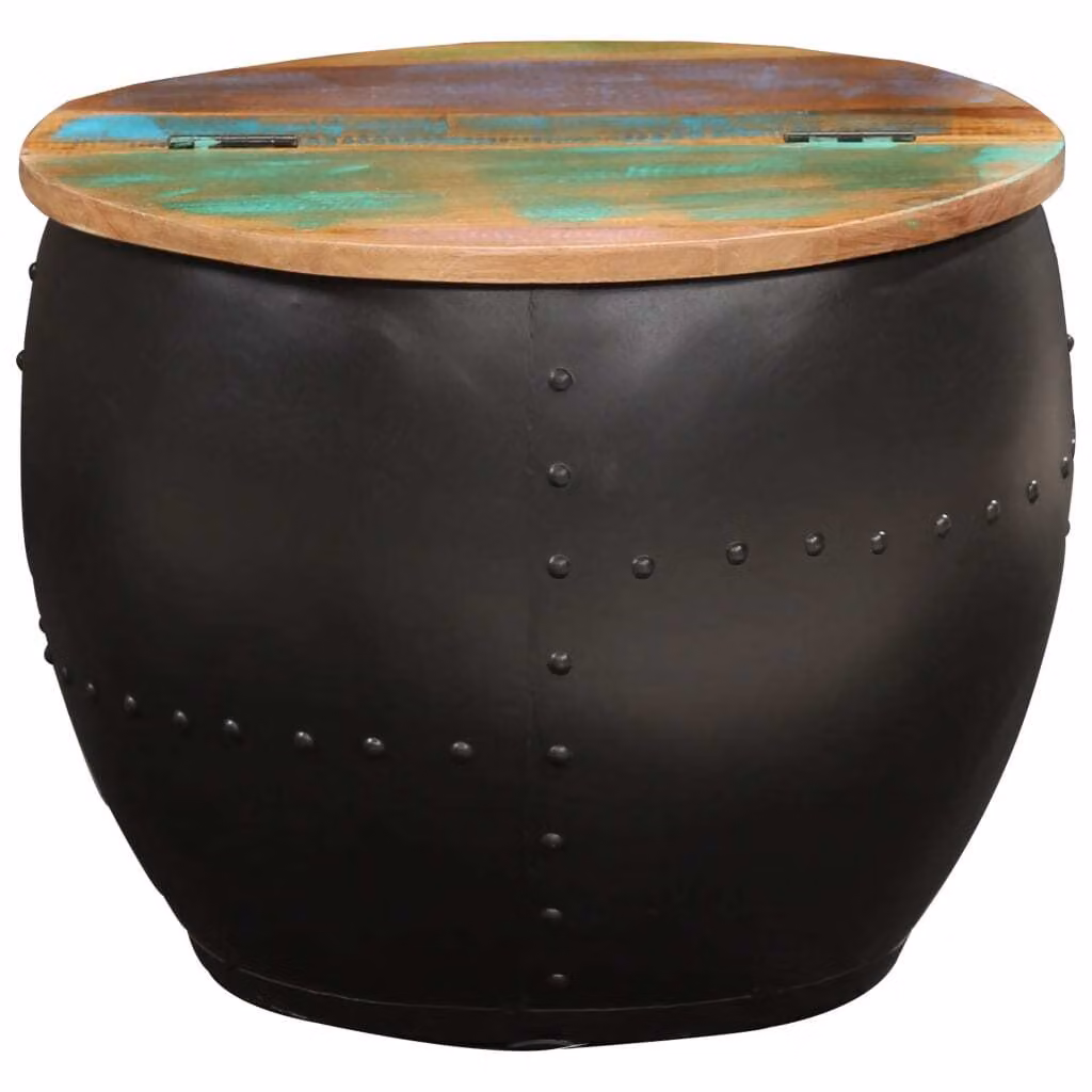 Tavolino da Salotto 53x43 cm in Legno Massello di Recupero