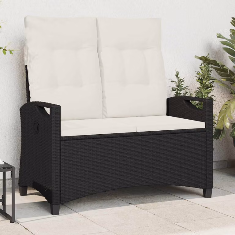 vidaXL Panchina da giardino moderna con cuscini in tessuto Nero e Beige L 105 x P 60 x H 112 cm