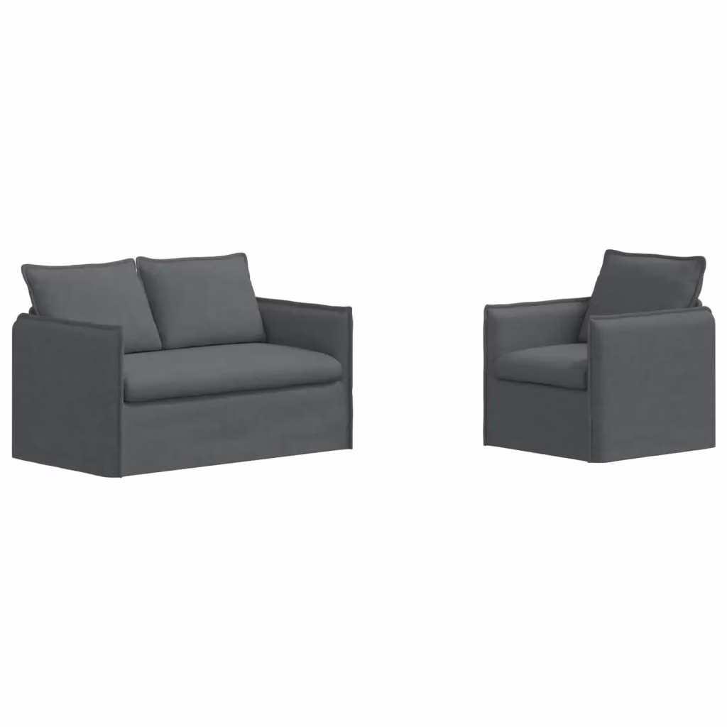 Set di 2 divani moderni vidaXL in tessuto grigio con struttura in metallo e coperture rimovibili – 2