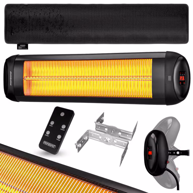 Riscaldatore a infrarossi da parete - 2500 Watt - Colore nero - Elettrico - Con timer e telecomando