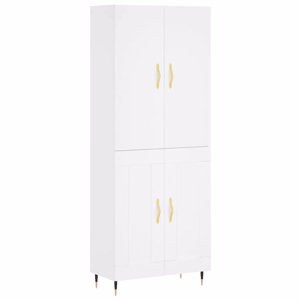 Credenza moderna bianca vidaXL in legno e metallo L: 69,5 cm, P: 34 cm, H: 180 cm – 2