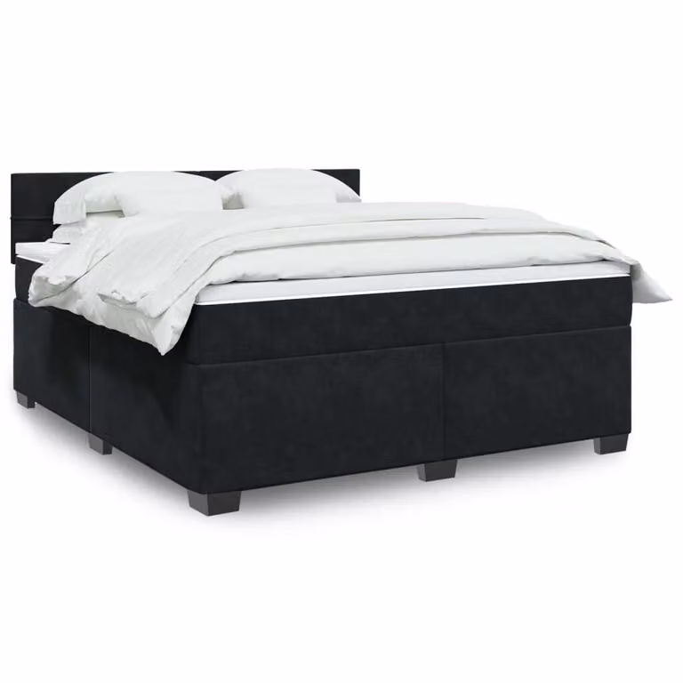 Maison Exclusive - Giroletto a Molle con Materasso Nero 180x200 cm in Velluto