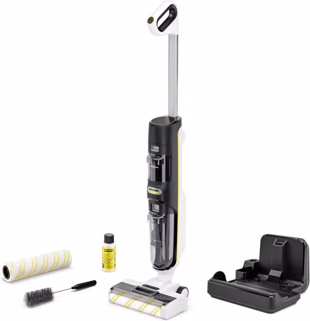Karcher Lavapavimenti e Aspirapolvere FCV 4 Dry Extra ricaricabile bianco con display e funzione di pulizia dei bordi