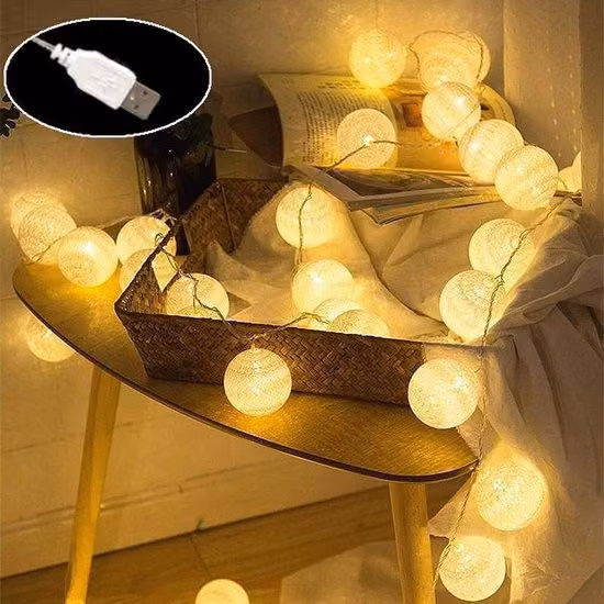 Catene luminose a LED in tessuto cotone, lunghezza 4 metri, 20 LED a luce calda, ideali per balconi, finestre, feste, matrimoni, Natale - illuminazione per interni