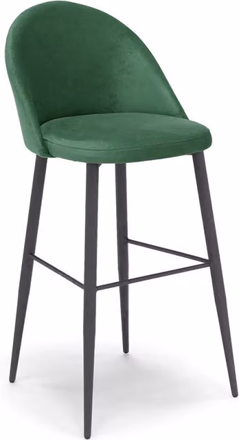 Sgabello Imbottito LOLA Redokasa in Velluto Idrorepellente con Gambe in Metallo, Colore Verde, Altezza: 73 cm