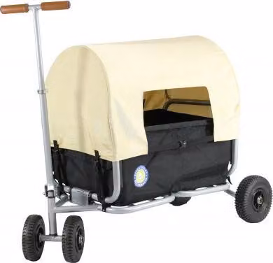 Carrello pieghevole Beachtrekker Life con freno di stazionamento integrato e tendalino parasole Nero e pneumatici