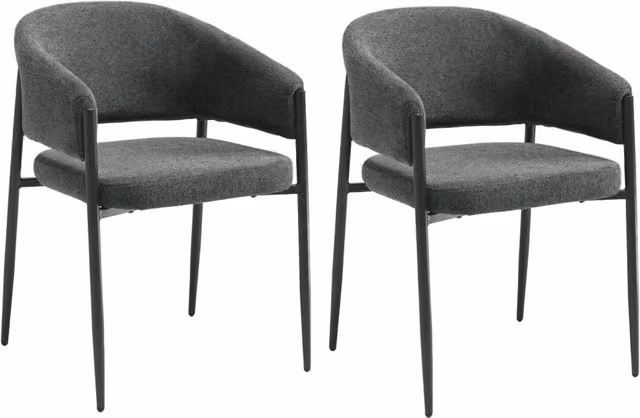 Set 2 Sedie Maya 59,5x54x78,5 cm in Tessuto Easy-Clean Grigio Scuro