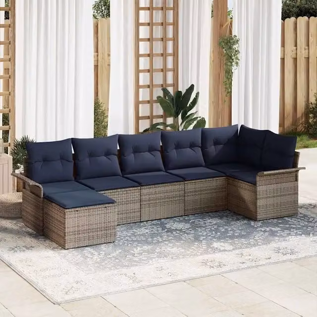 Set Divano da Giardino Grigio polyrattan 3345455