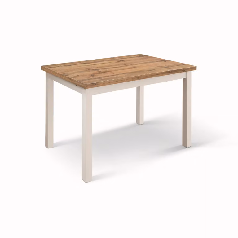 Tavolo POSITANO in legno effetto rovere e gambe bianche, allungabile 140X80 cm – 220×90 cm