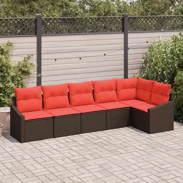 Set di divani 6 pz Marrone polyrattan 3346744