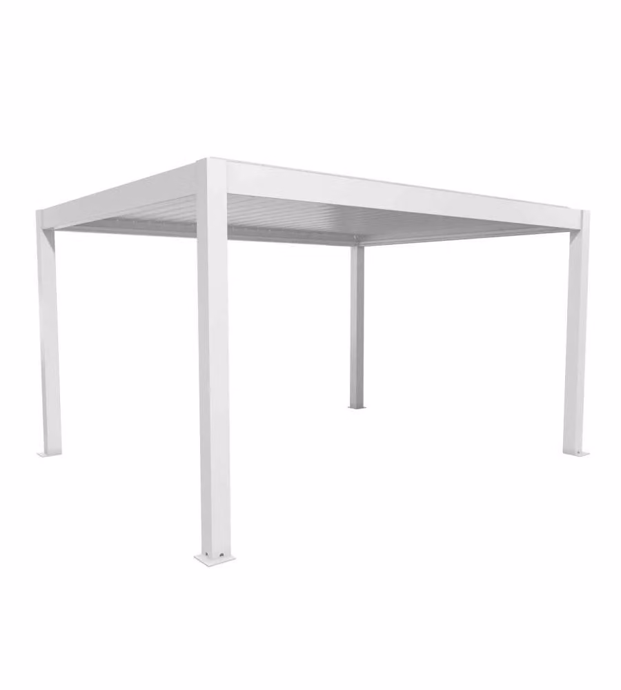 Biohort Pergola in Metallo Bianco 4,6x3,68m con Copertura a Lamelle